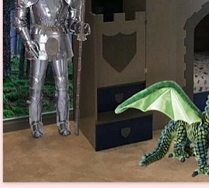 Knights castle bunk bed, plush dragon toys castle beds fantasy forest wallpaper mural forest mural knights castle bed knights castle bedroom decor knights dragons boys bedroom ideas