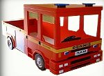 fireman bedroom decorating - fire truck themed bed 